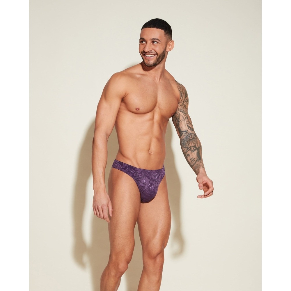 Cosabella‎ Never Say Never Men's Classic G-String Zaadi Purple Lace Thong XL